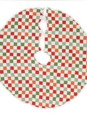Checkerboard Holiday Tree Skirt in Red, Green, Cream